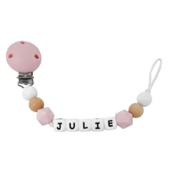 Irréversible Bijoux                    Attache-sucette silicone personnalisable    bois et rose            22 cm
