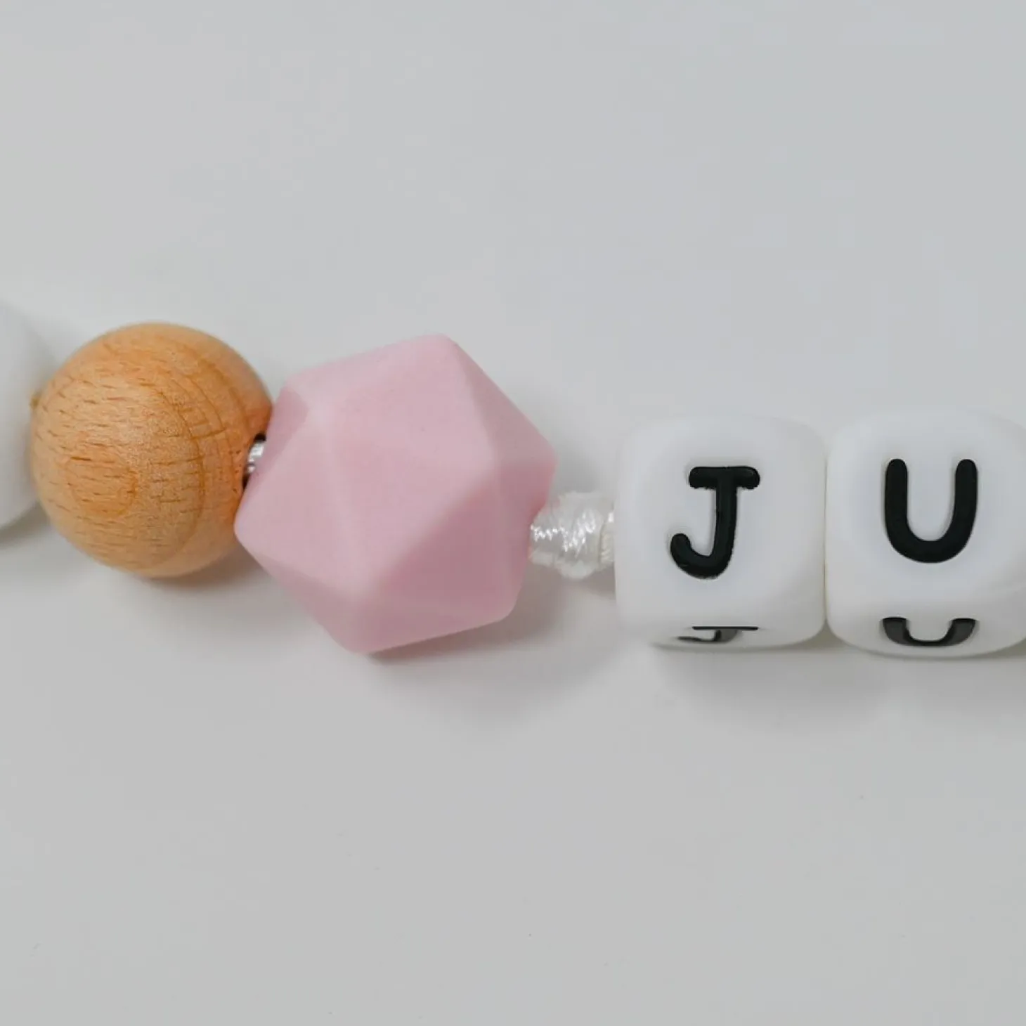 Irréversible Bijoux Attache-sucette silicone personnalisable bois et rose 22 cm