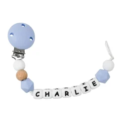 Irréversible Bijoux Attache-sucette silicone personnalisable Bois Et Bleu 22 cm