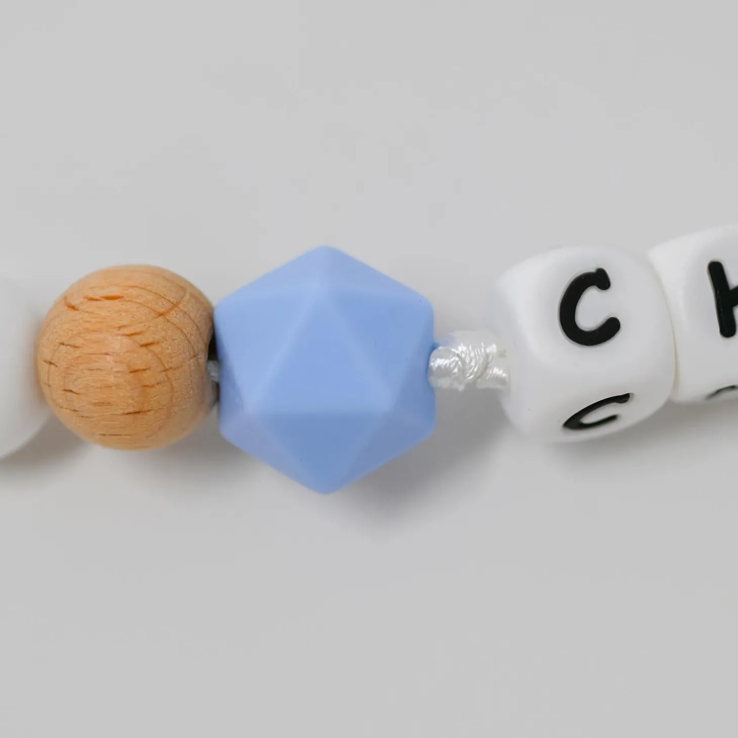 Irréversible Bijoux Attache-sucette silicone personnalisable Bois Et Bleu 22 cm