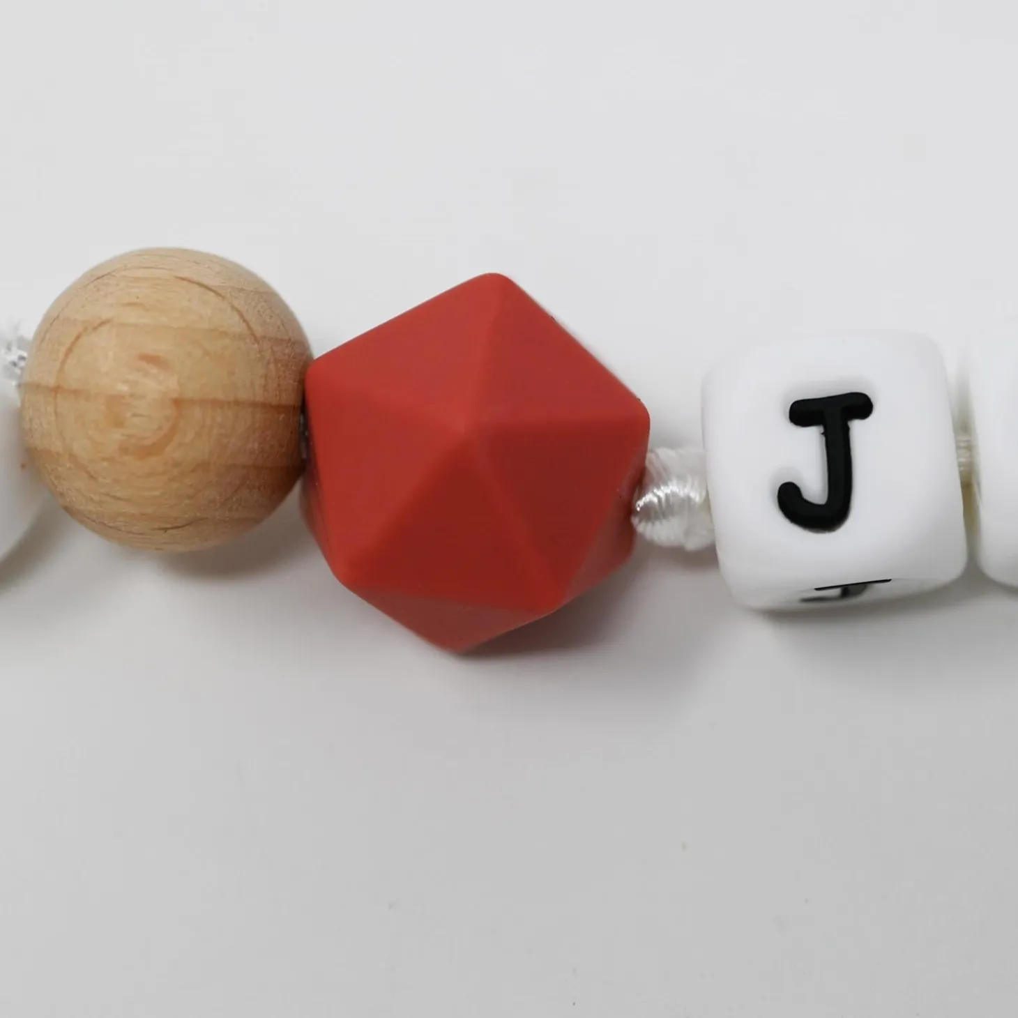 Irréversible Bijoux Attache-sucette silicone personnalisable rouille et bois 22 cm