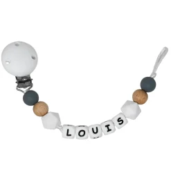 Irréversible Bijoux                    Attache-sucette silicone personnalisable    bois et gris            22 cm
