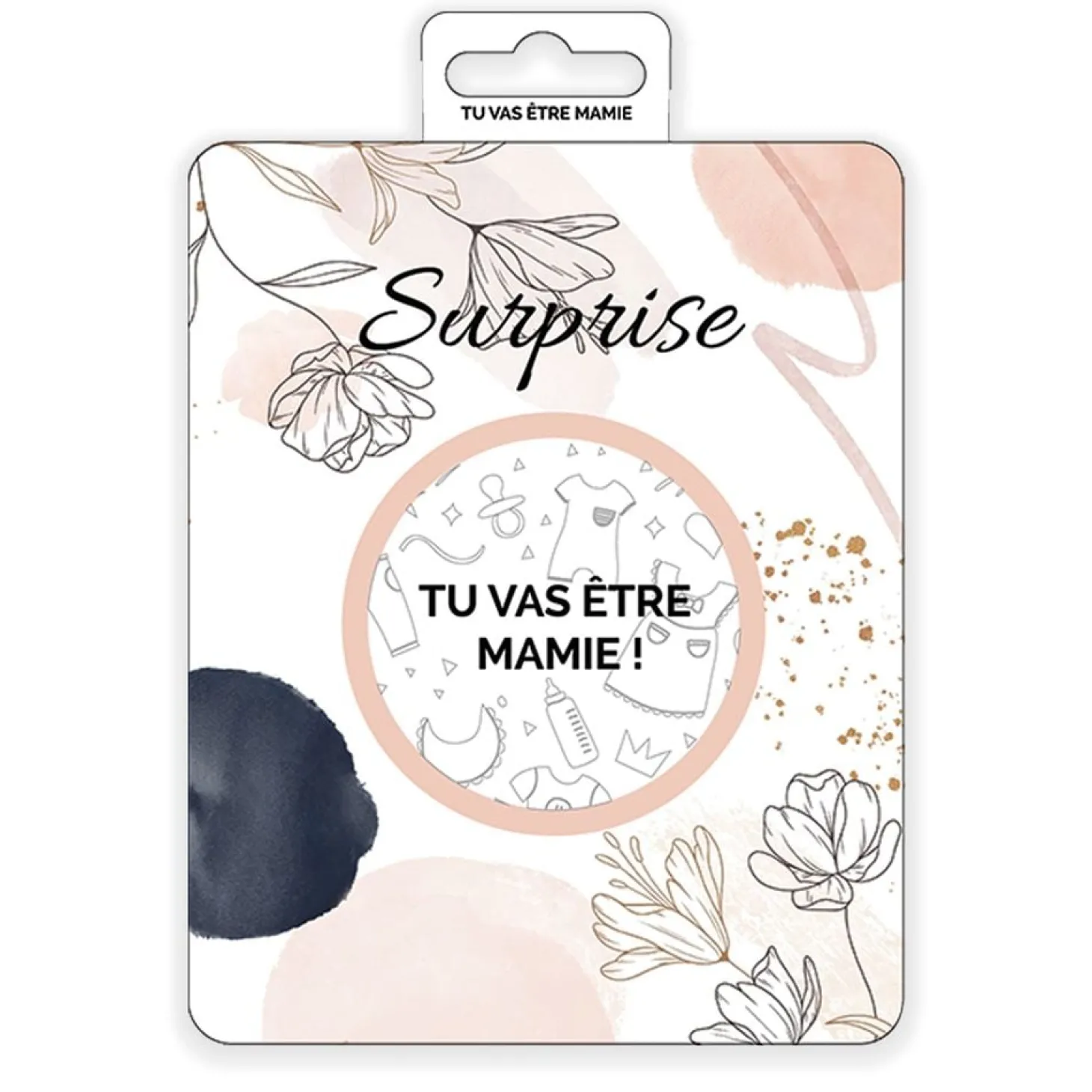 Irréversible Bijoux Carte à gratter annonce « Tu vas être mamie »