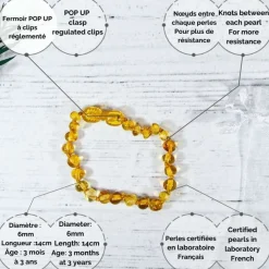 Irréversible Bijoux Honey - Bracelet d'ambre Jaune 0-2 ans