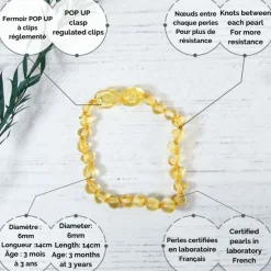 Irréversible Bijoux Lemon - Bracelet d'ambre Jaune 0-2 ans