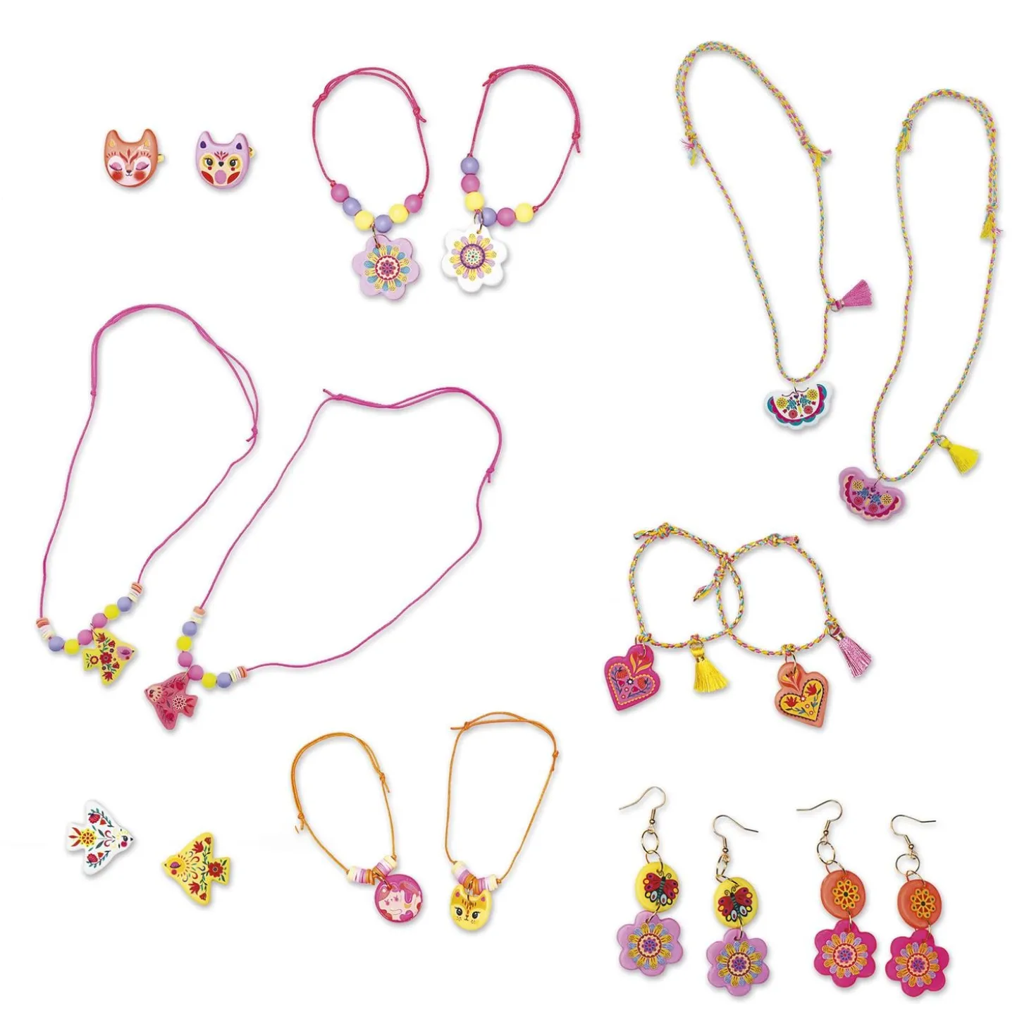 Janod 16 Bijoux Duo d'amitié à Créer Rose/Jaune/Orange