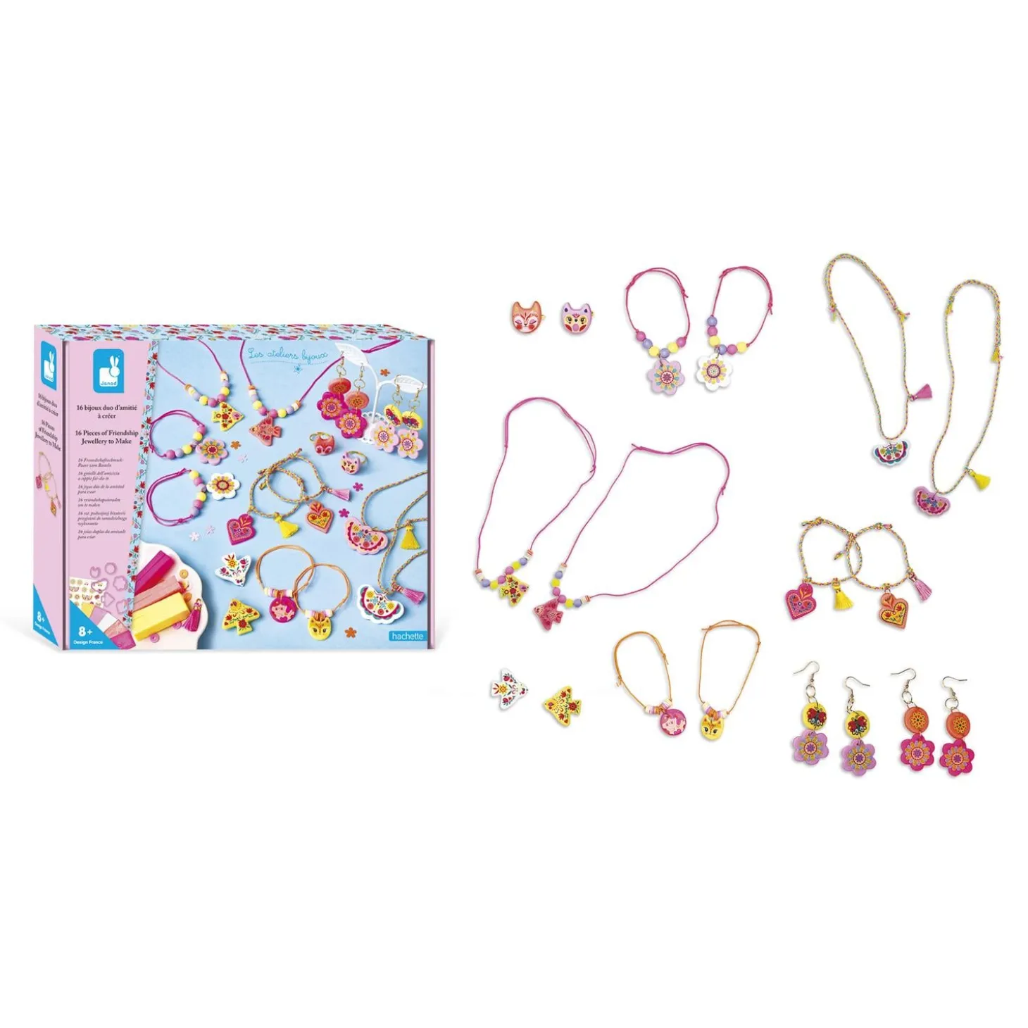 Janod 16 Bijoux Duo d'amitié à Créer Rose/Jaune/Orange