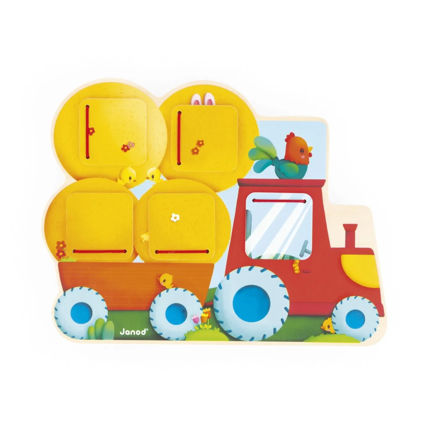 Janod CacheCache Tracteur Ferme Jaune