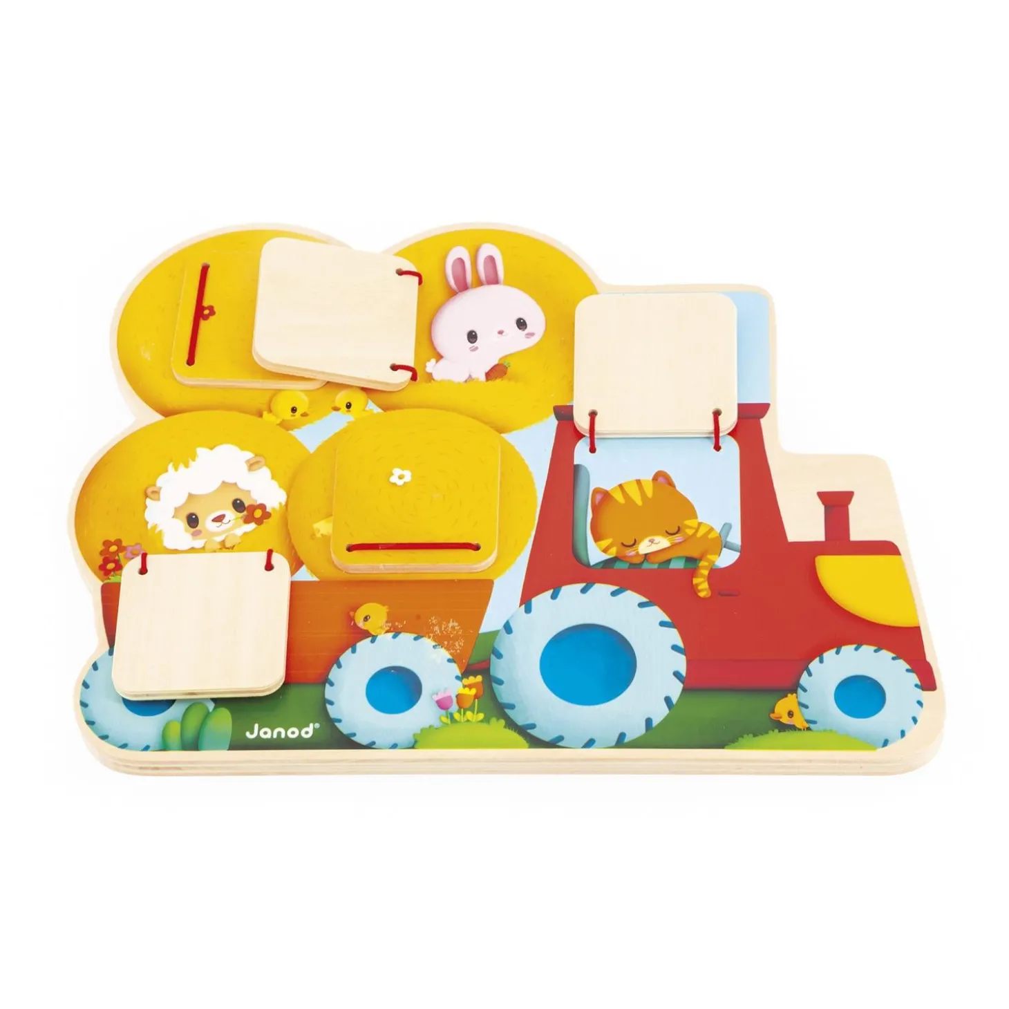 Janod CacheCache Tracteur Ferme Jaune