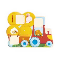 Janod CacheCache Tracteur Ferme Jaune