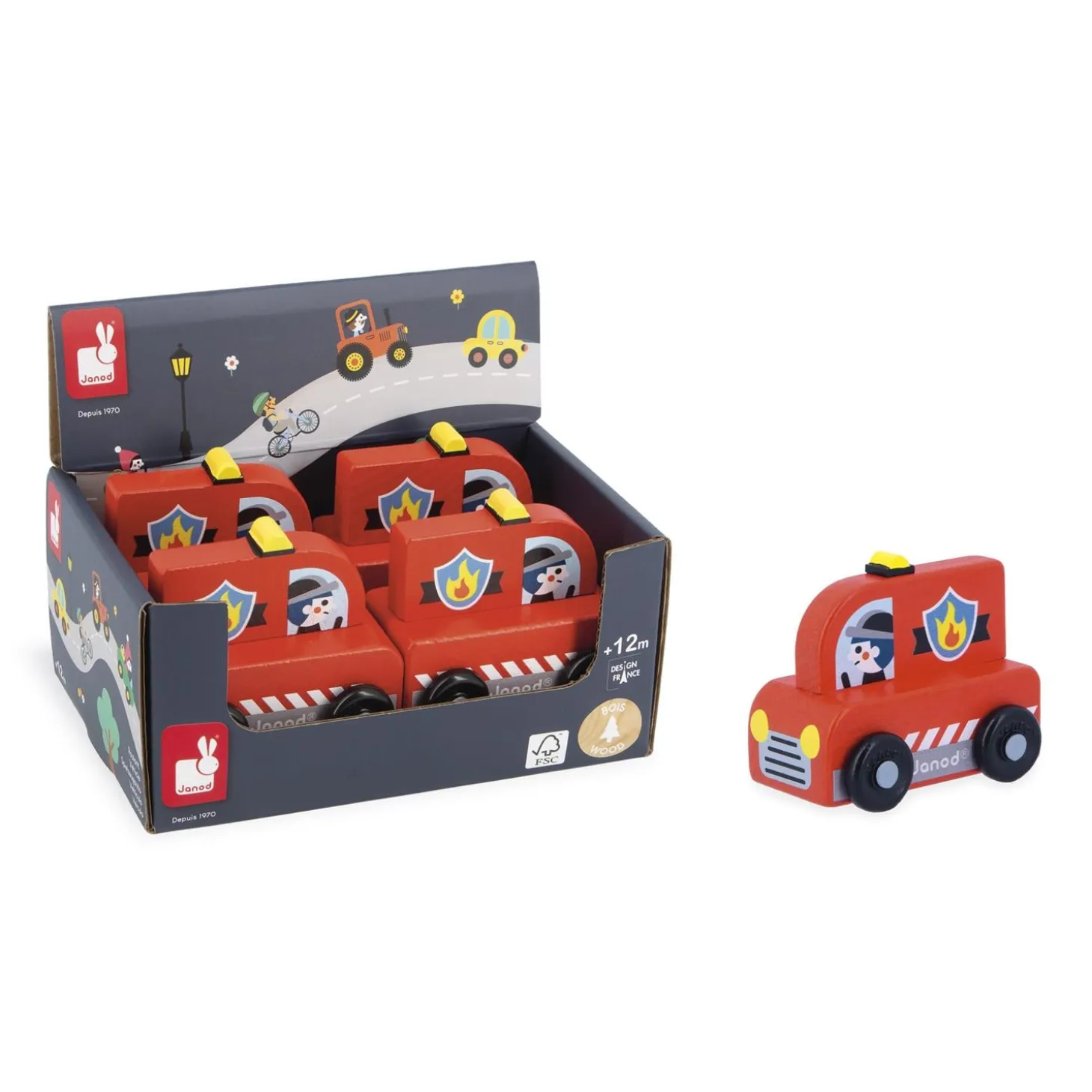 Janod Camion de Pompier Cross Roads Rouge