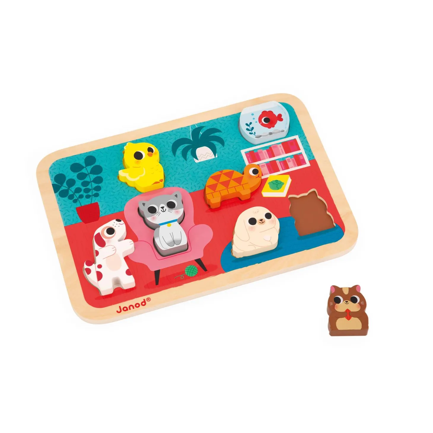 Janod Chunky puzzle les animaux familiers Multicolore