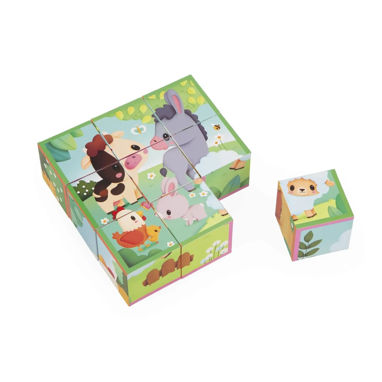 Janod Cubes Animaux de La Ferme Multicolore