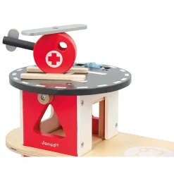Janod Gamme Bolid - Caserne de Pompiers - 5 Accessoires Rouge