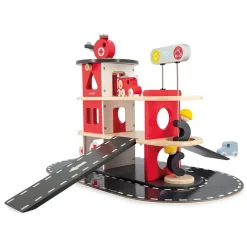 Janod Gamme Bolid - Caserne de Pompiers - 5 Accessoires Rouge