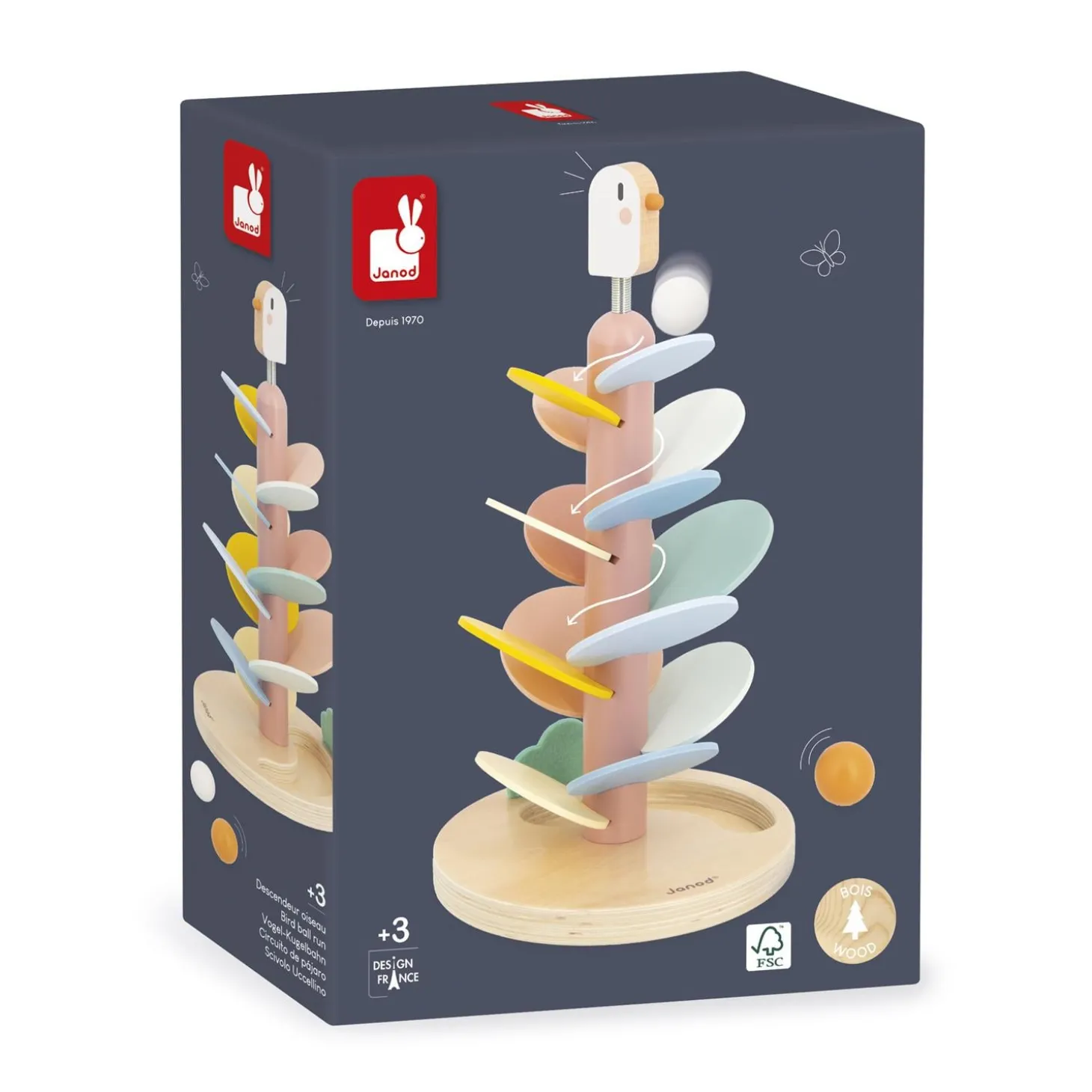 Janod Jeu éducatif Descendeur Oiseau Multicolore