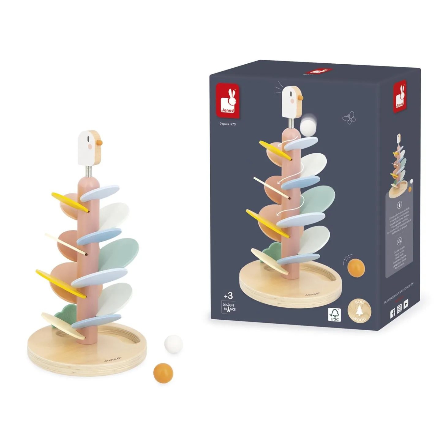 Janod Jeu éducatif Descendeur Oiseau Multicolore