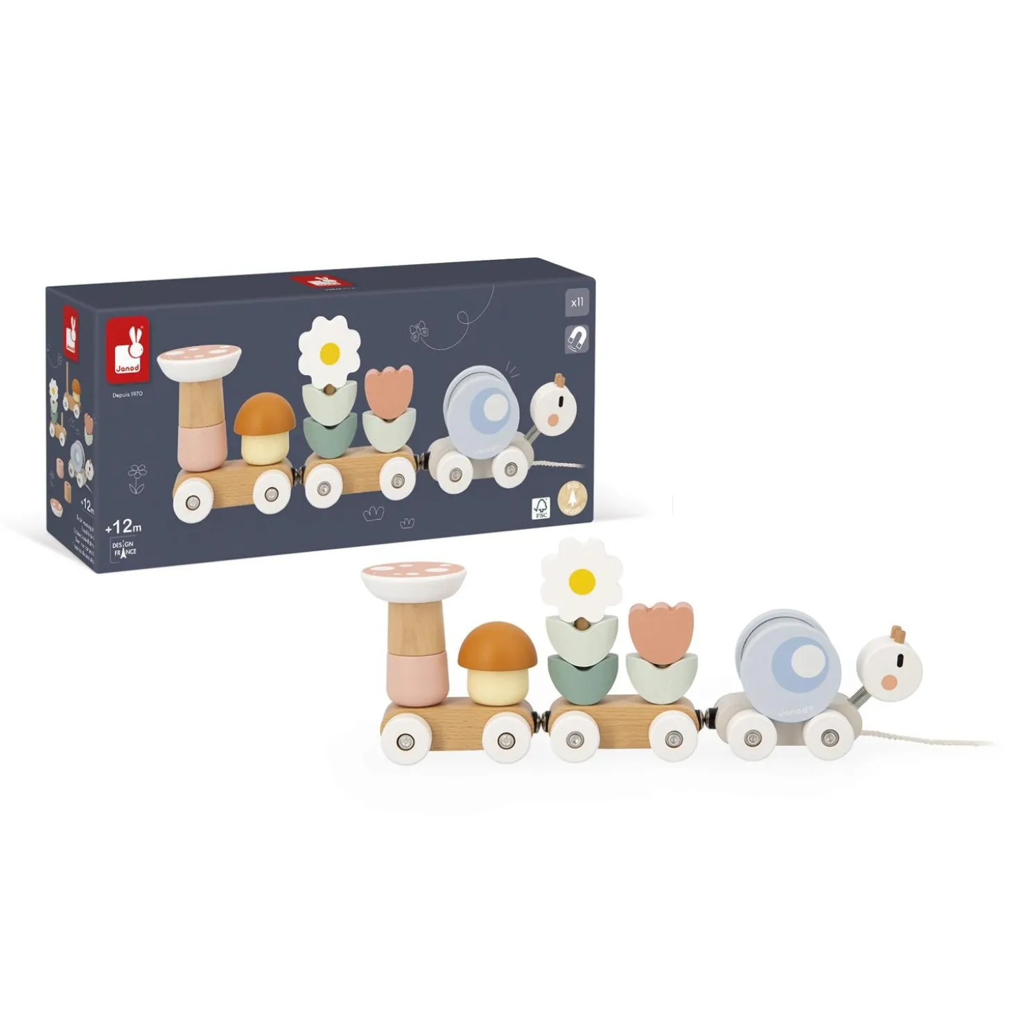 Janod Jeu éducatif Train Escargot Multicolore