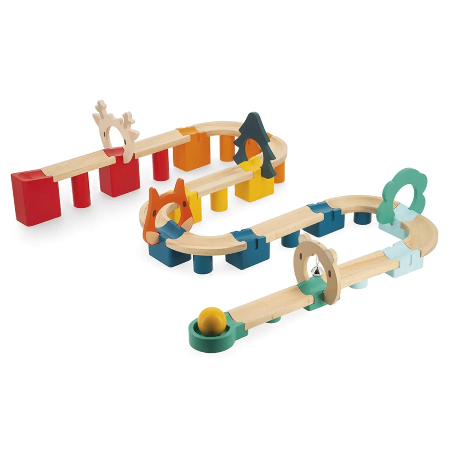 Janod Mon Premier Circuit en Bois - 44 Pièces en Bois Massif - Jouet d'Adresse Multicolore