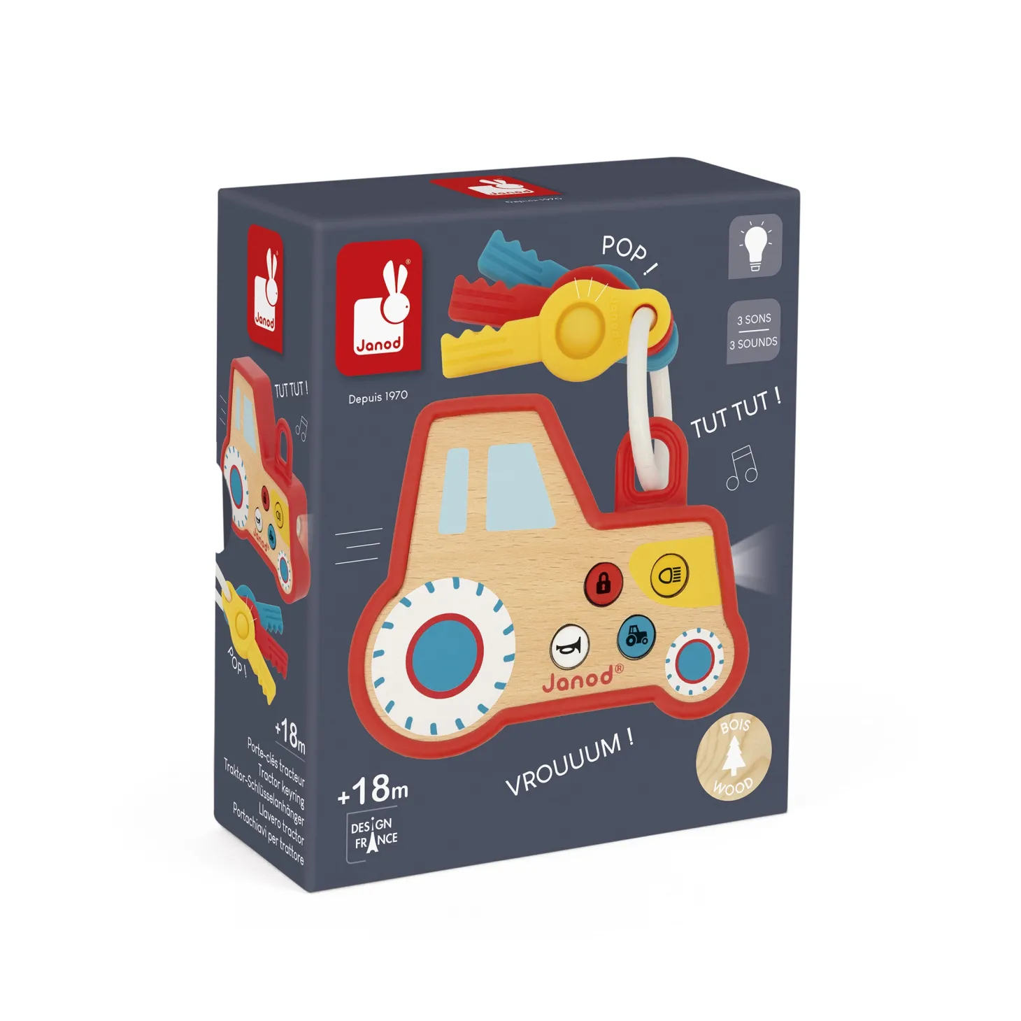 Janod Porte-Cles Tracteur Ferme Rouge