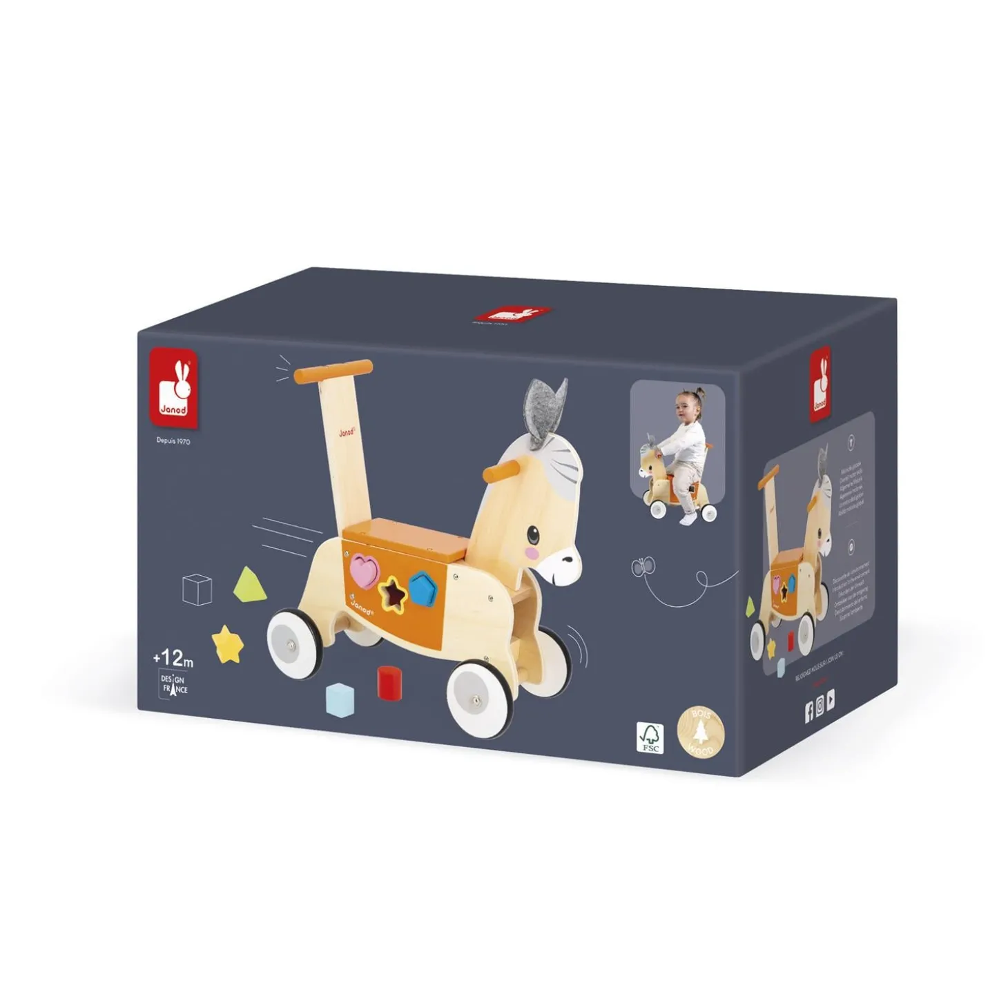 Janod Porteur Ane Ferme Orange