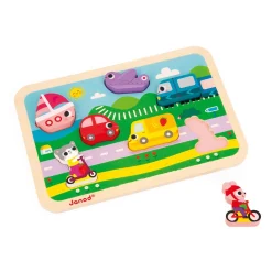 Janod                    Puzzle Chunky les véhicules    Multicolore