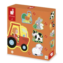 Janod 5 Puzzles Evolutifs Ferme Multicolore