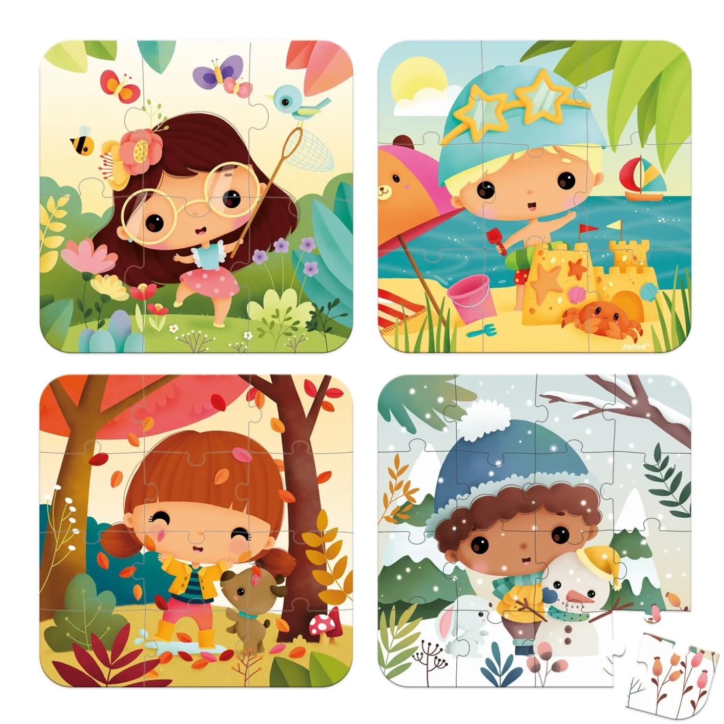 Janod 4 puzzles les 4 saisons Multicolore