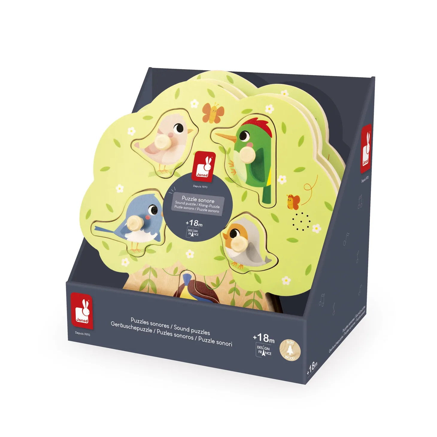 Janod Puzzle Sonore Oiseau Multicolore