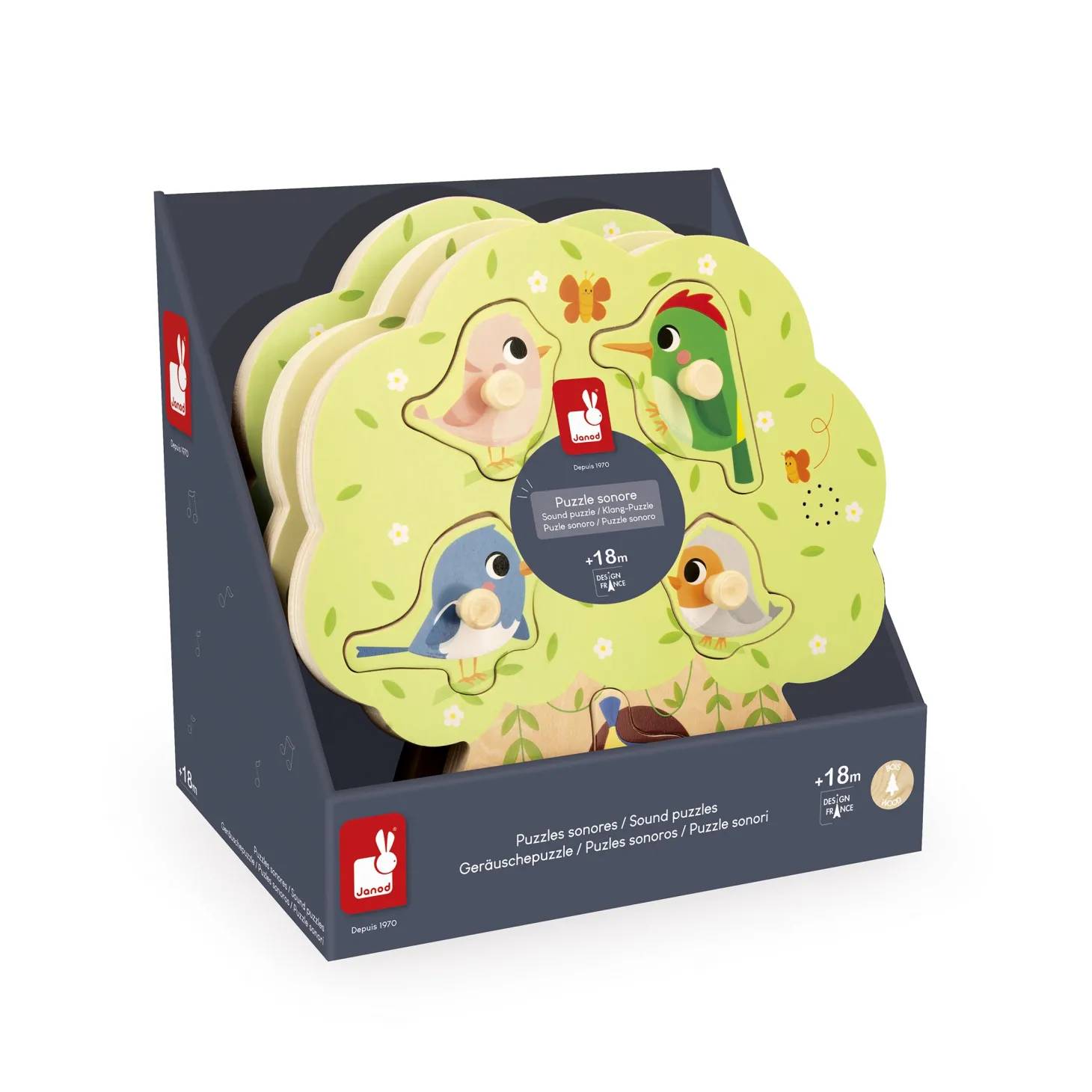 Janod Puzzle Sonore Oiseau Multicolore
