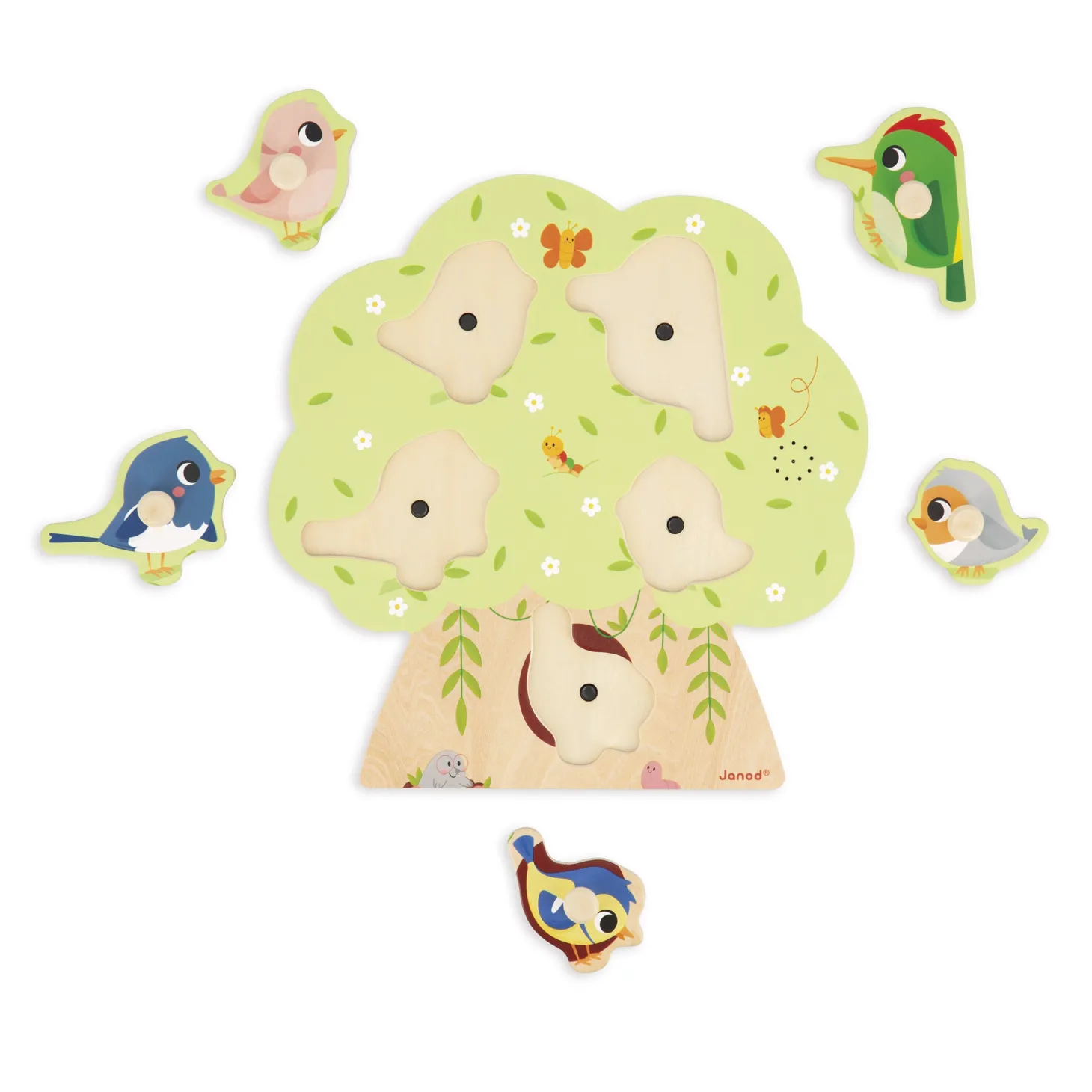Janod Puzzle Sonore Oiseau Multicolore