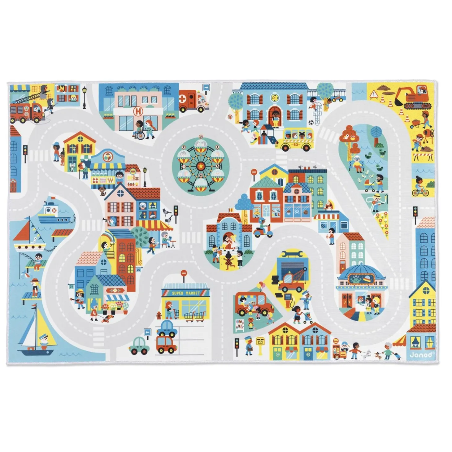 Janod Tapis Ville Cross Roads Multicolore
