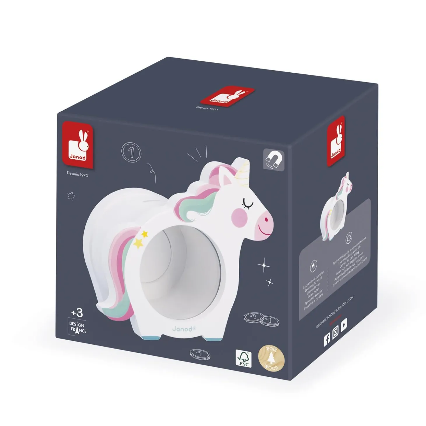 Janod Tirelire Licorne Multicolore