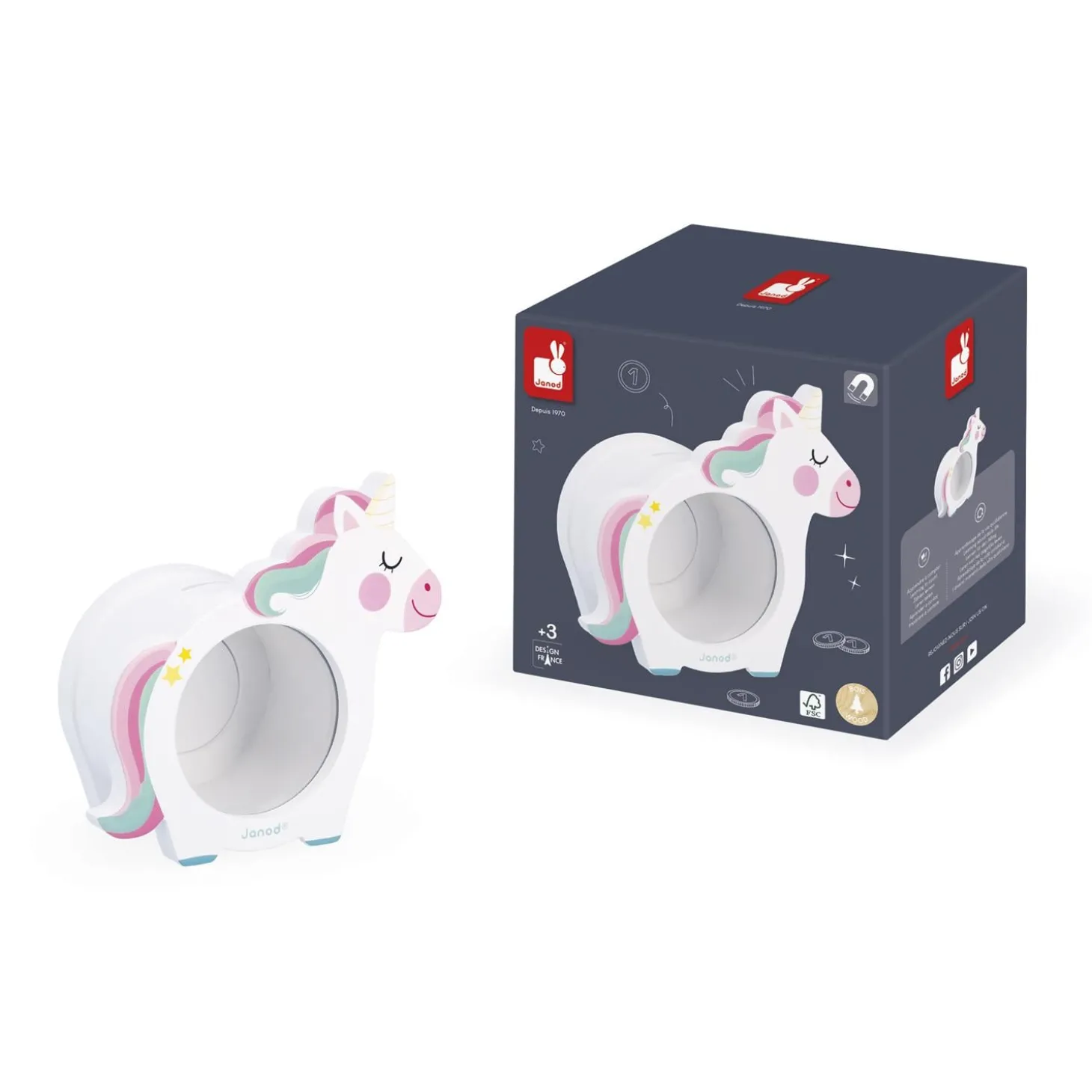 Janod Tirelire Licorne Multicolore