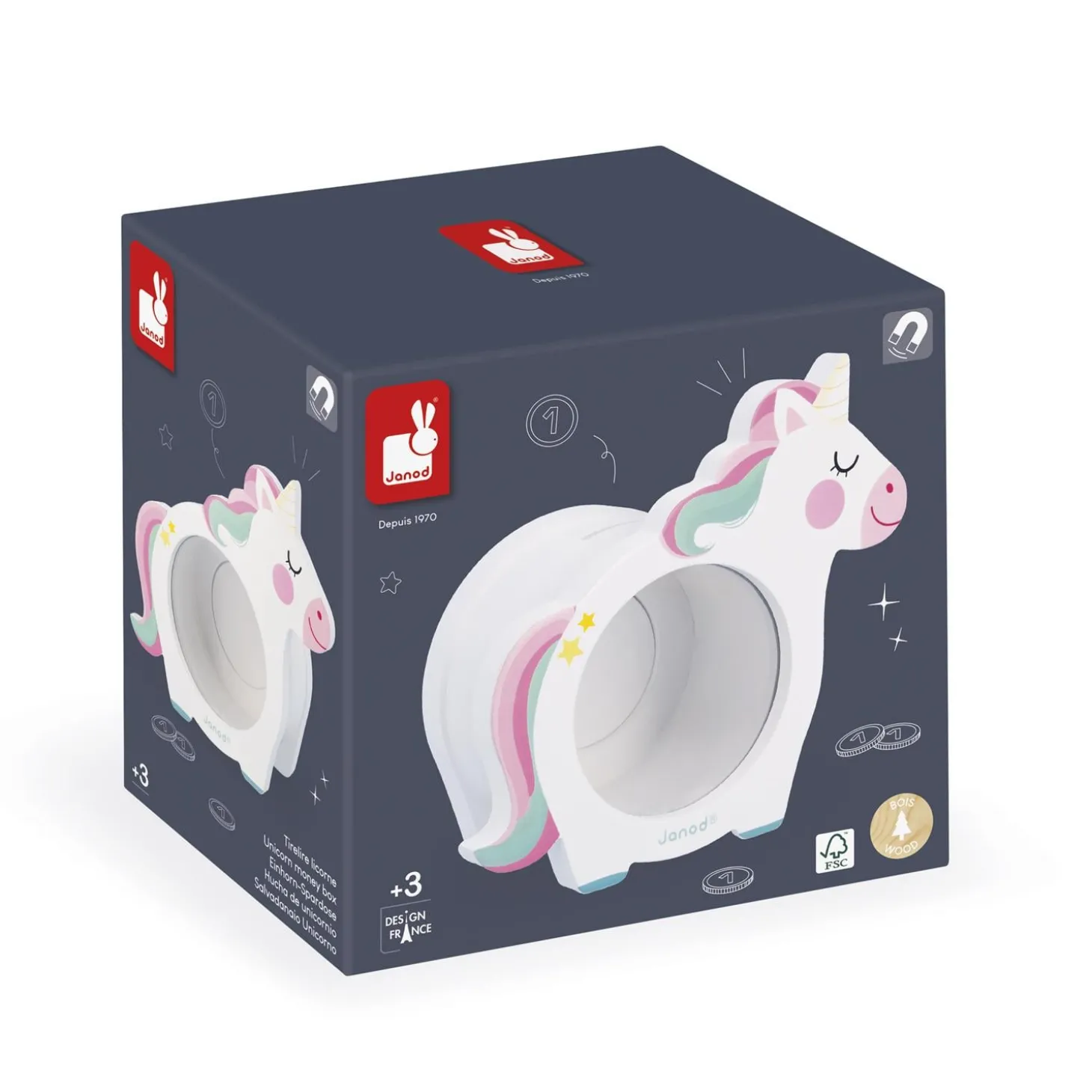 Janod Tirelire Licorne Multicolore