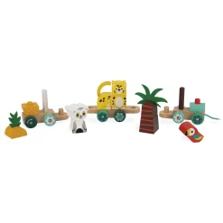 Janod Train en bois Tropical Tropik à Tirer Multicolore