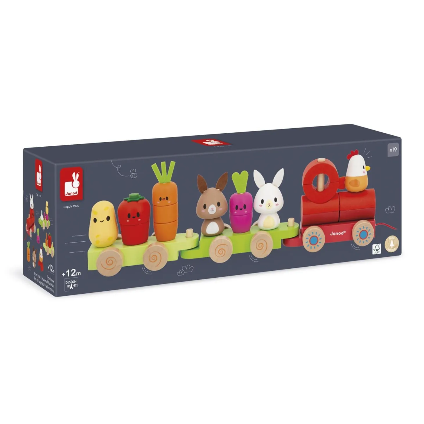 Janod Train Ferme Multicolore