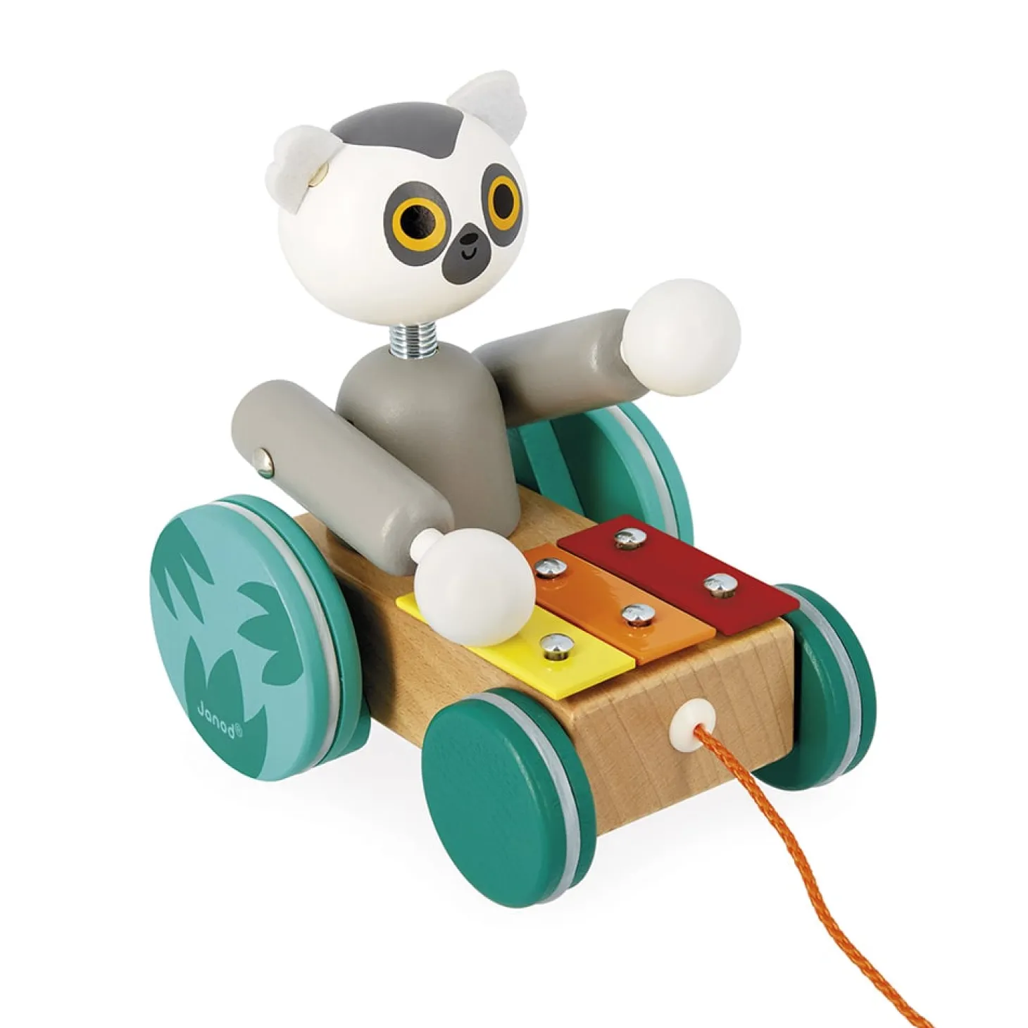 Janod Xylophone à tirer Lémurien Tropik Multicolore