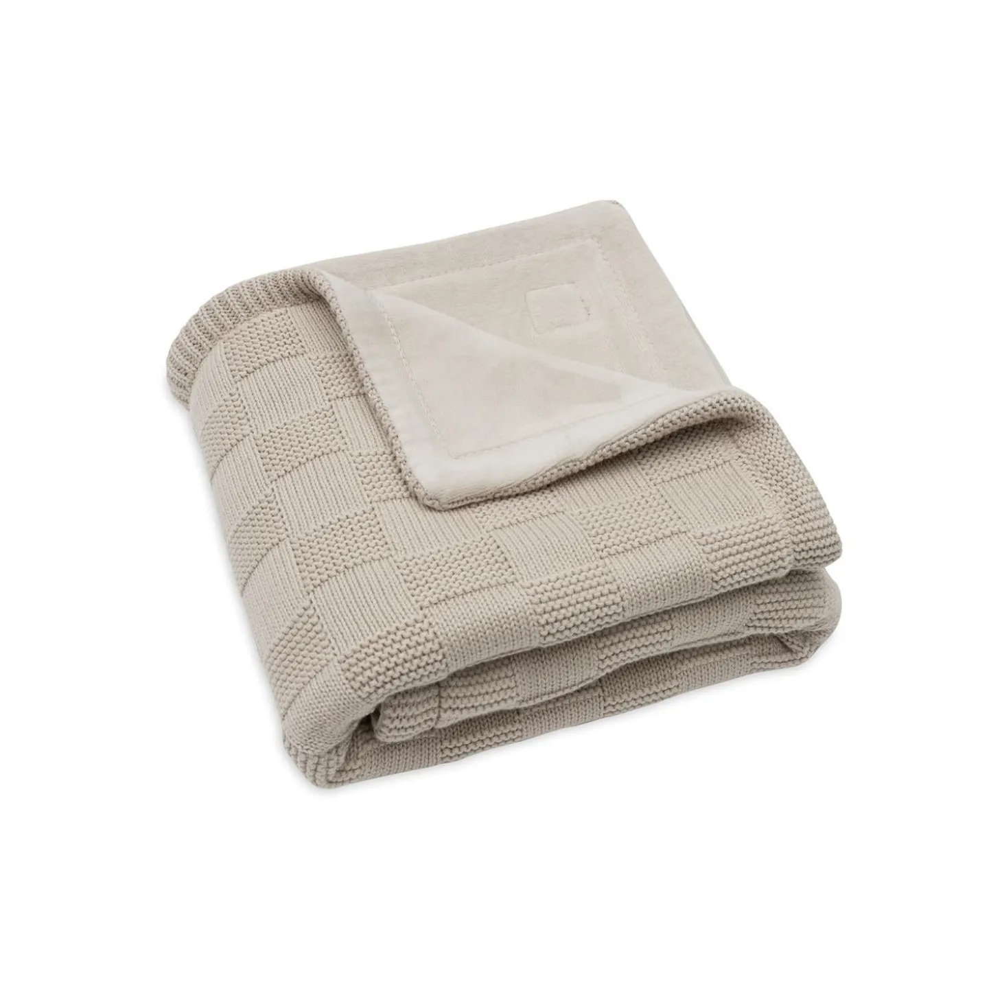 Jollein Couverture Berceau Box Knit/Velvet GOTS Warm Sand 75x100 cm