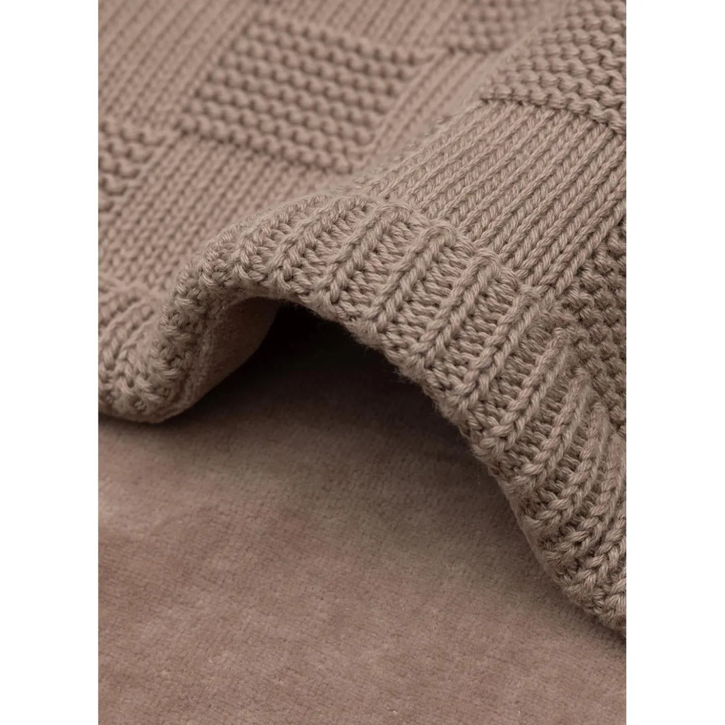 Jollein Couverture Berceau Box Knit/Velvet GOTS Milky Coffee 75x100 cm