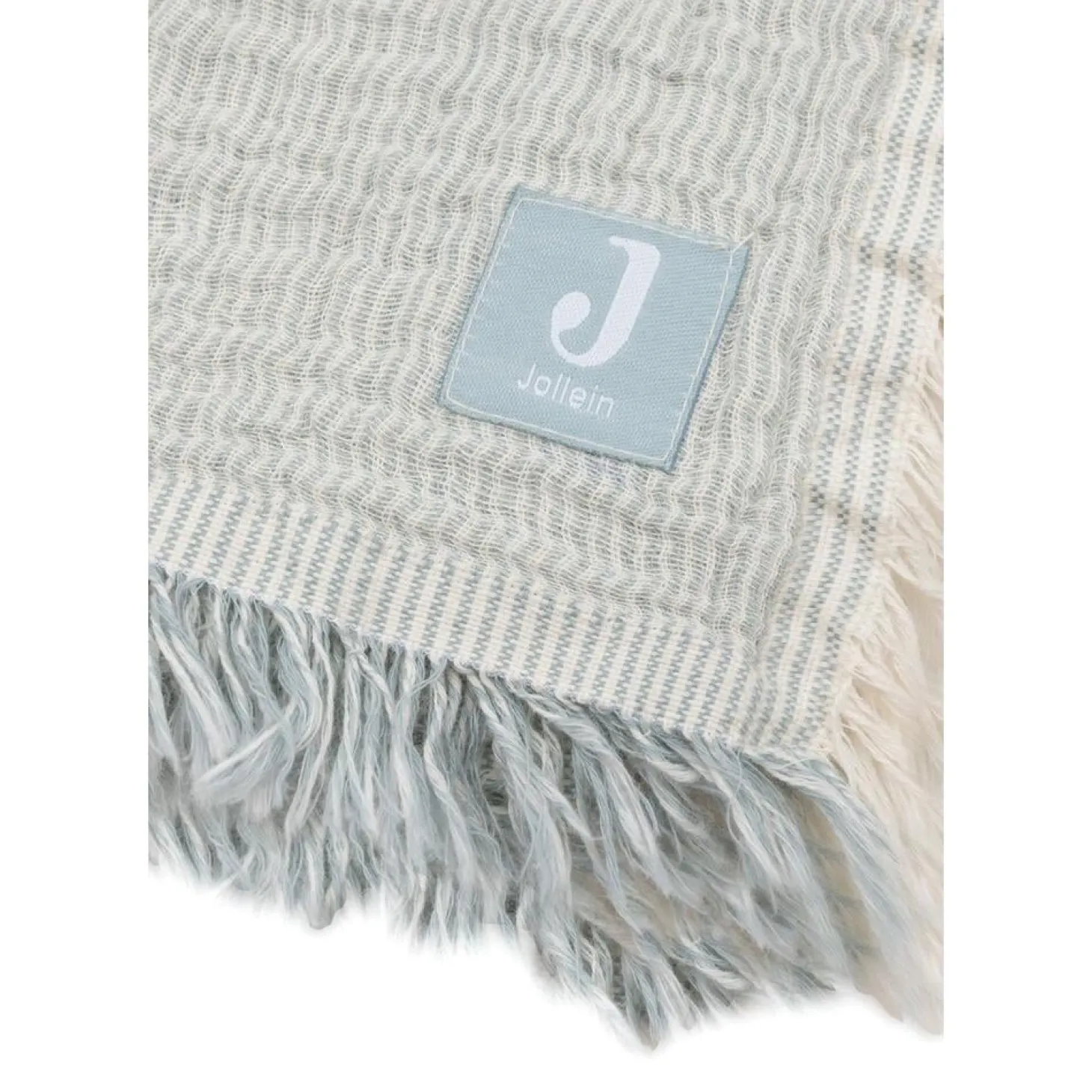 Jollein Couverture Berceau Fringe Stripe Sea Green 75x100 cm