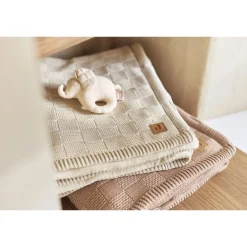 Jollein                    Couverture Lit Bébé Box Knit/Velvet GOTS    Warm Sand            100x150 cm