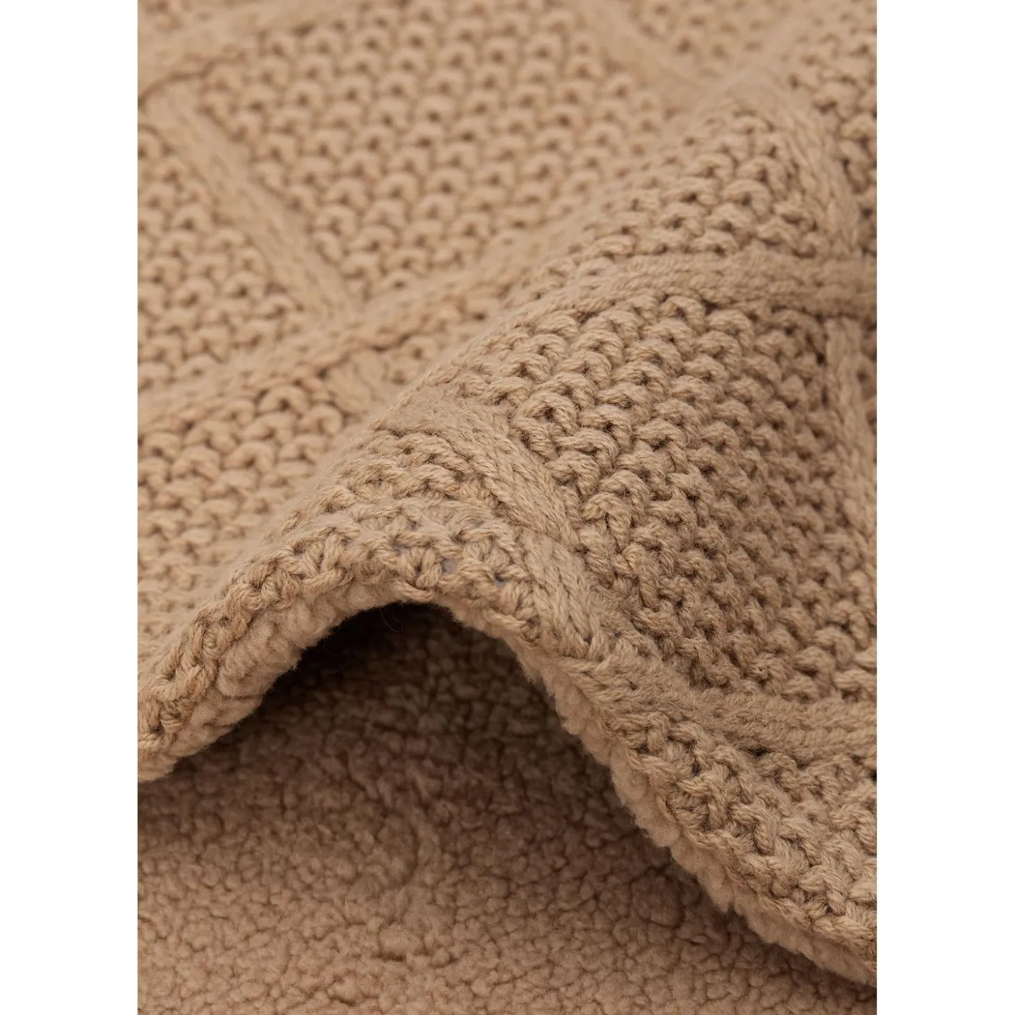 Jollein Couverture Lit Bébé Check Knit Teddy Fleece Biscuit 100x150 cm