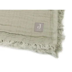 Jollein                    Couverture Lit Bébé Fringe Gots    Olive Green            120x120 cm