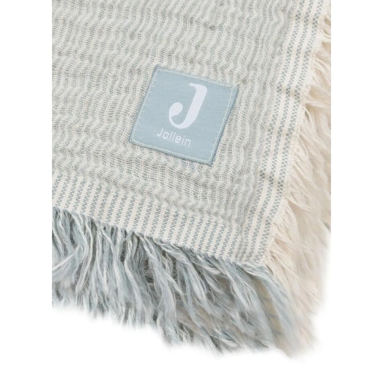 Jollein Couverture Lit Bébé Fringe Stripe Sea Green 120x120 cm