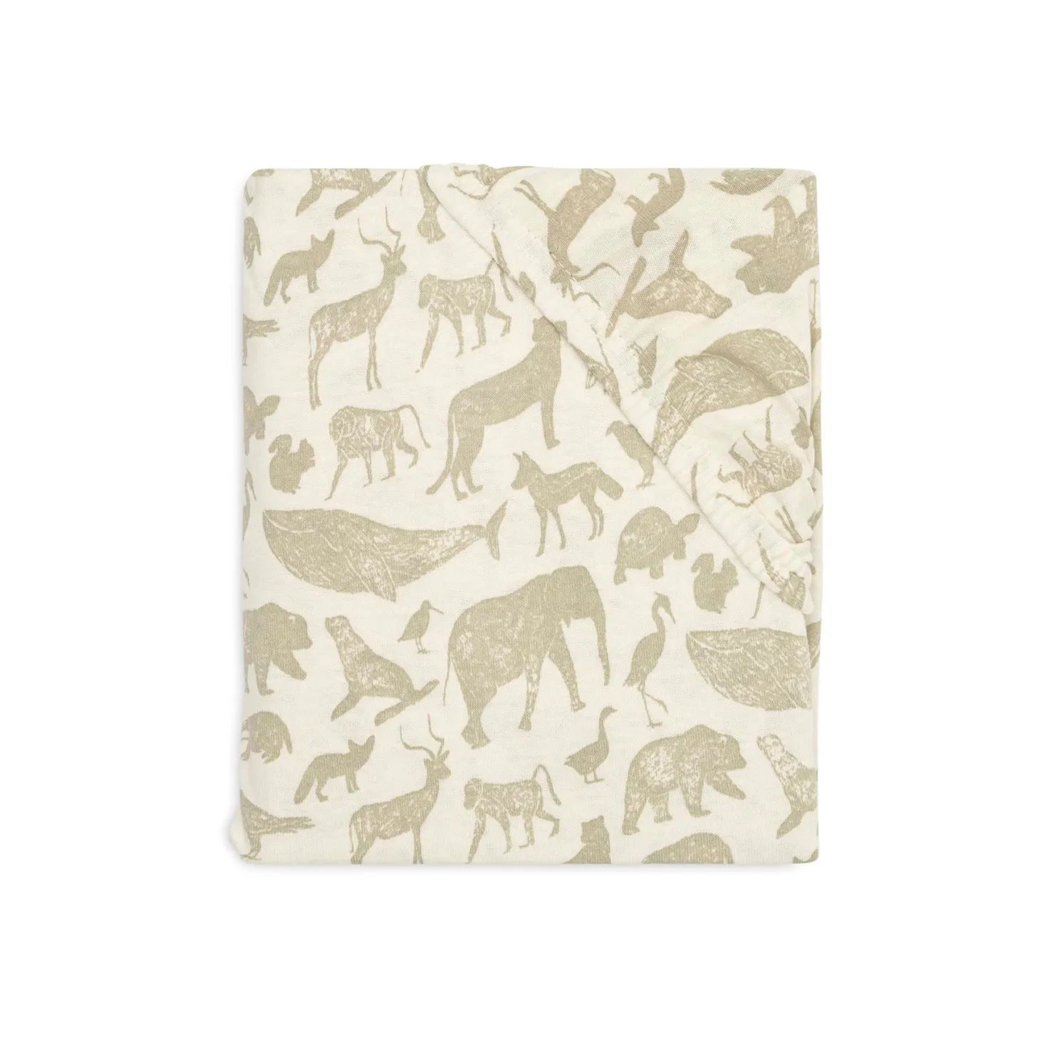 Jollein Drap-housse Jersey animals Olive Green 40x80 cm