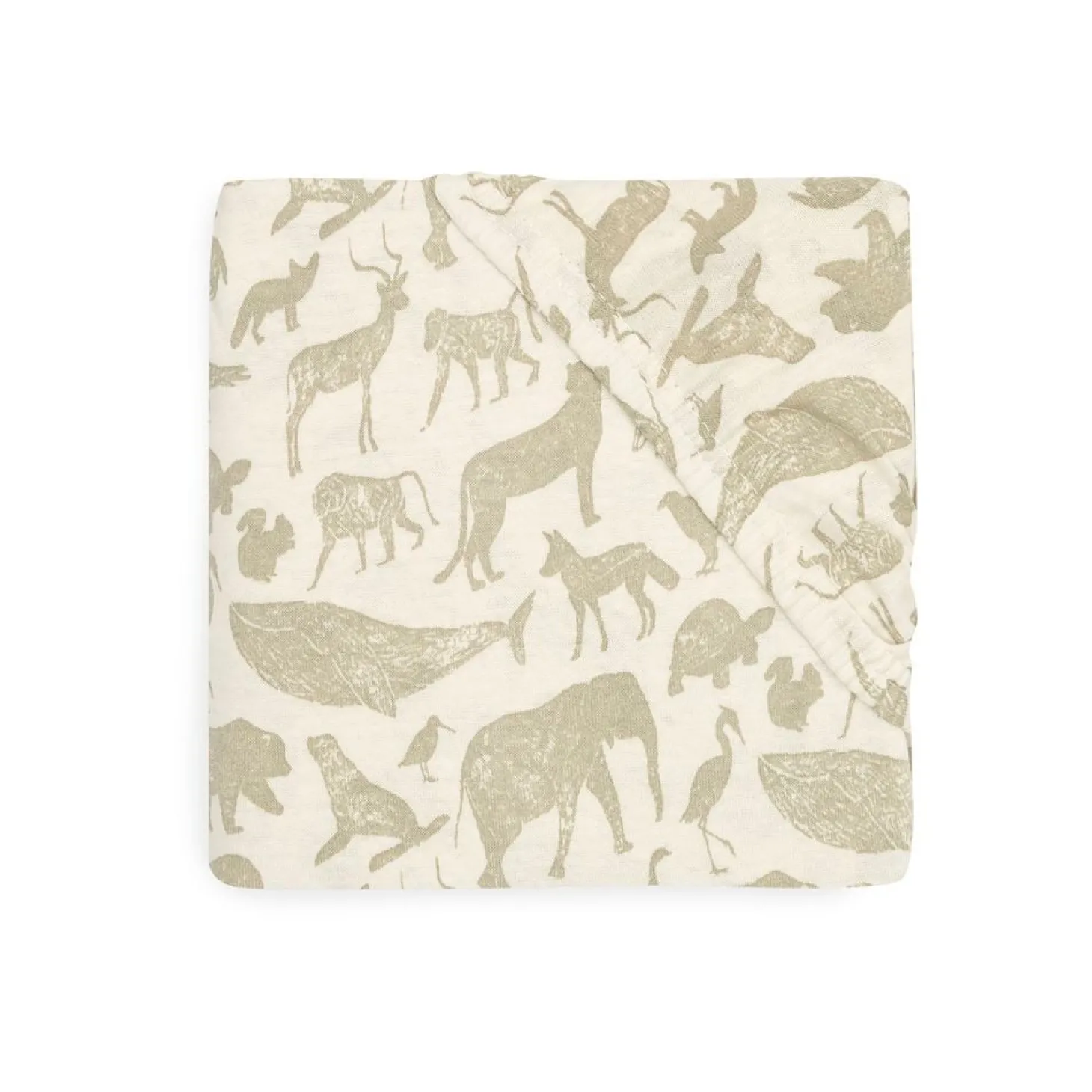Jollein Drap-housse Jersey animals Olive Green 40x80 cm
