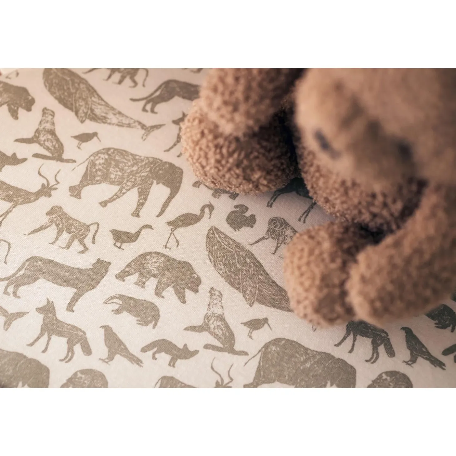 Jollein Drap-housse Jersey animals Olive Green 40x80 cm
