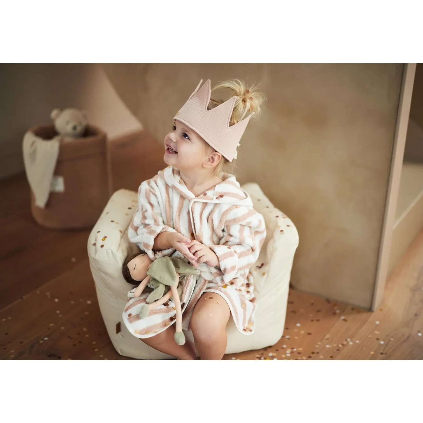 Jollein Fauteuil Pouf Enfant Twill Naturel