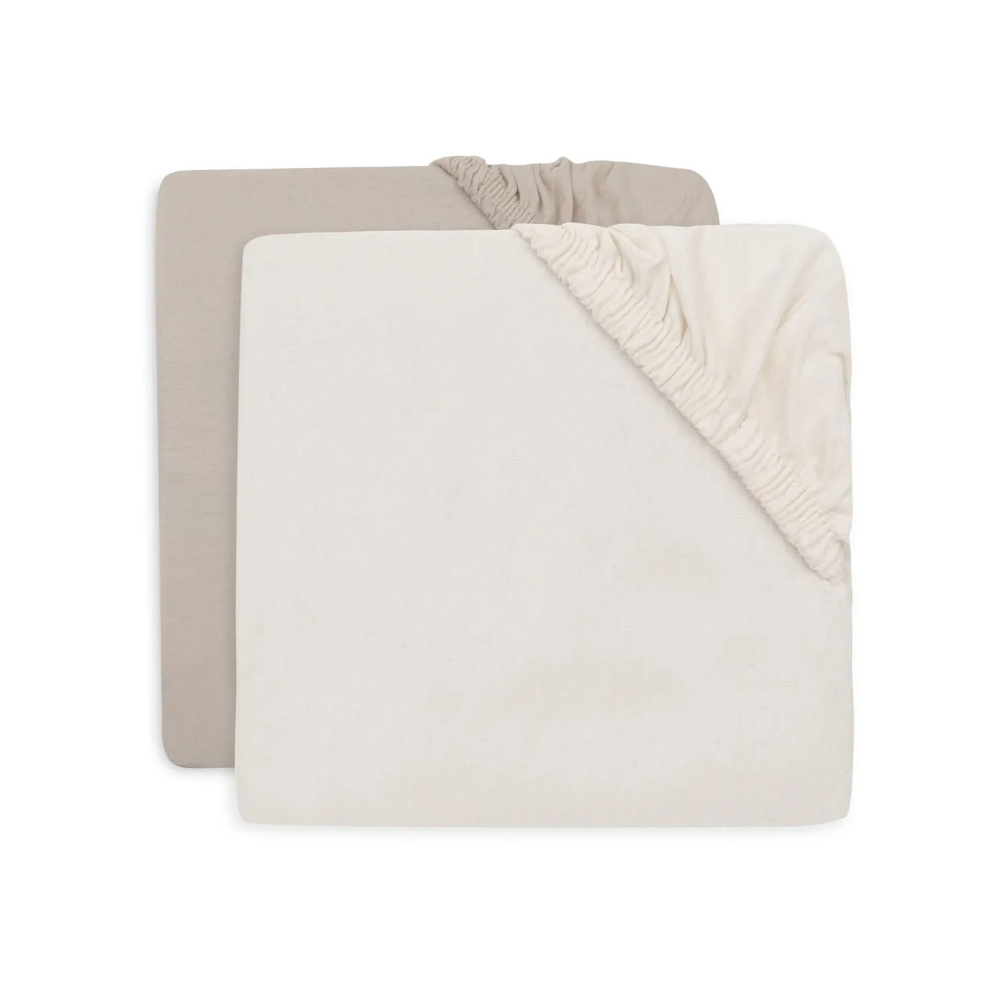 Jollein Lot de 2 Drap-housse Jersey Oatmeal Sand